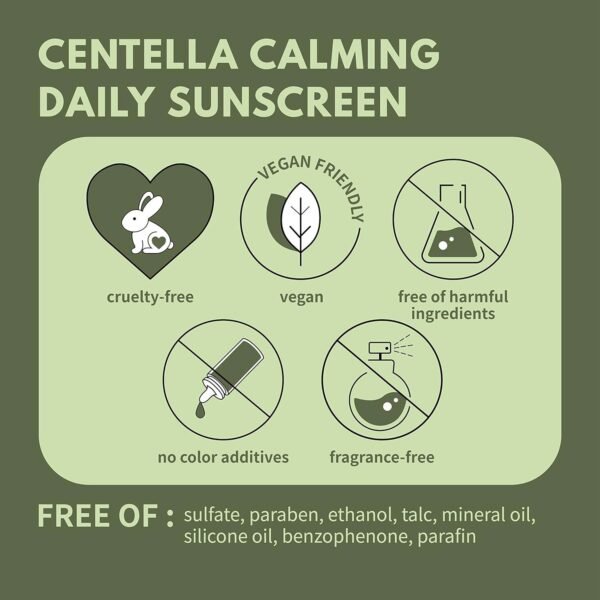 IUNIK Centella Calming Daily Sunscreen SPF 50+ PA++++ (60ml) - Image 2